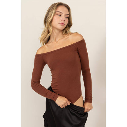 Off Shoulder Long Sleeve Bodysuit
