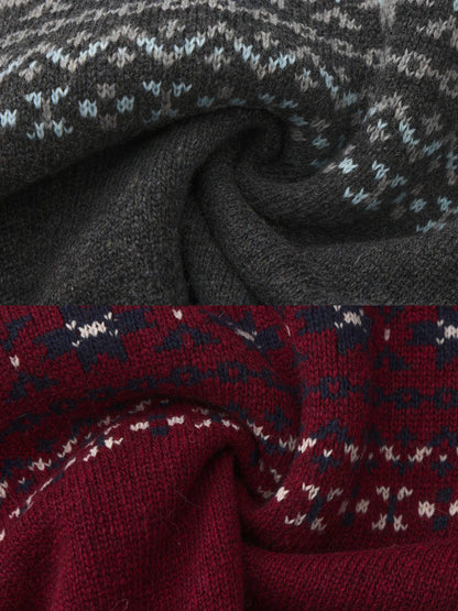 CUBIC Cat Print Fair Isle Wool-Blend Cardigan