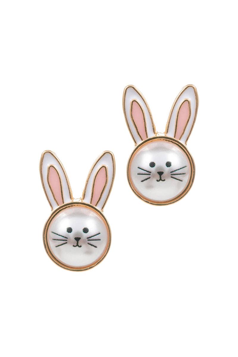 Easter Rabbit Pearl Post Earrings