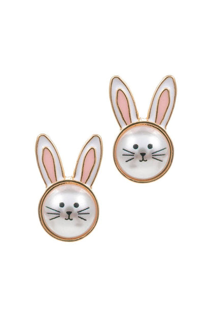 Easter Rabbit Pearl Post Earrings