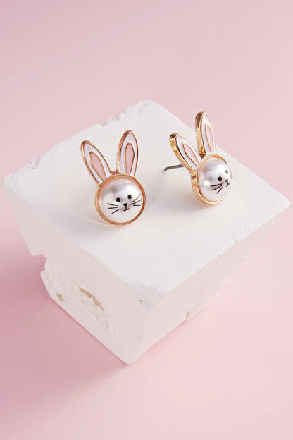 Easter Rabbit Pearl Post Earrings