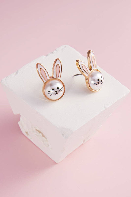 Easter Rabbit Pearl Post Earrings