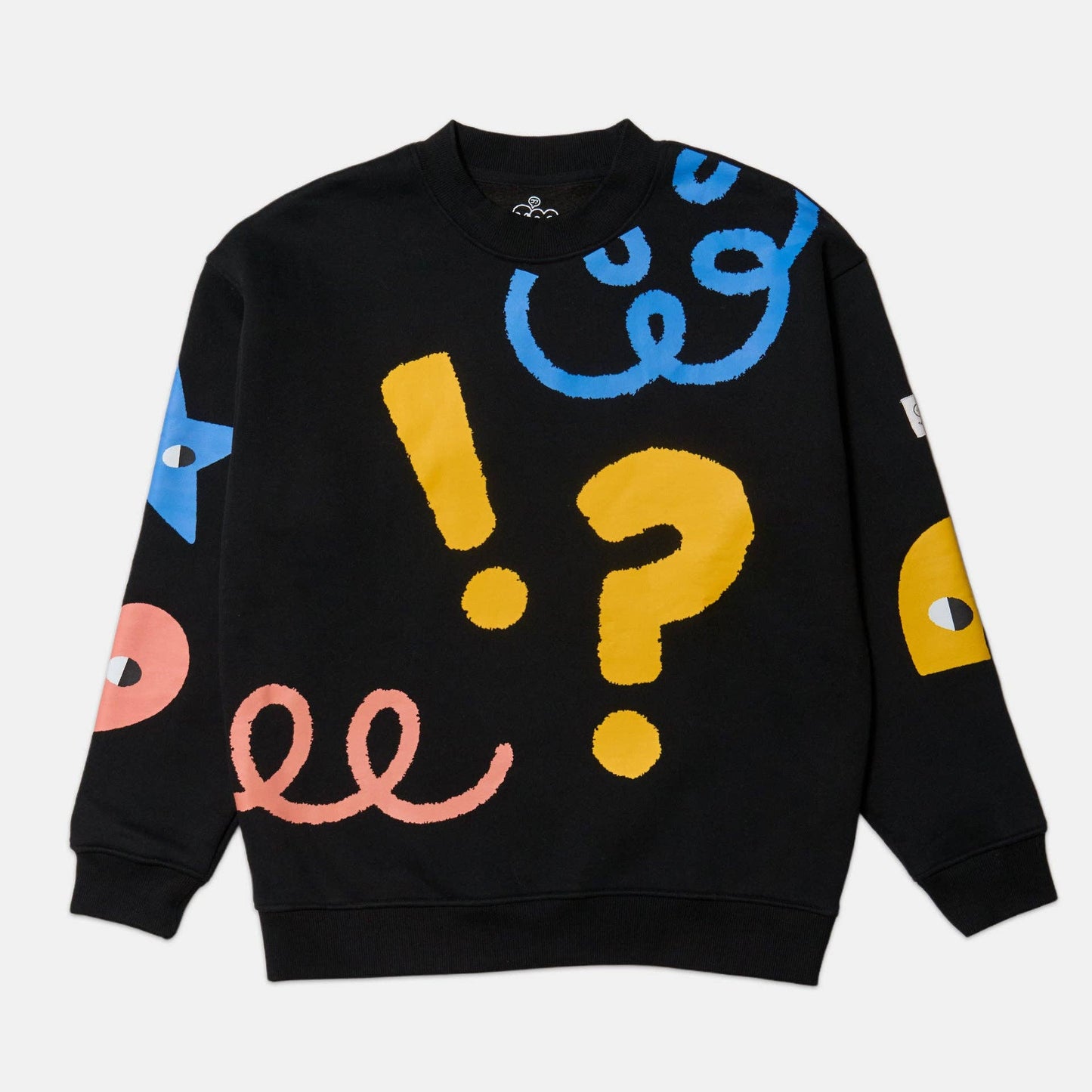 SIDEKICK: Black fleece-lined crewneck sweater