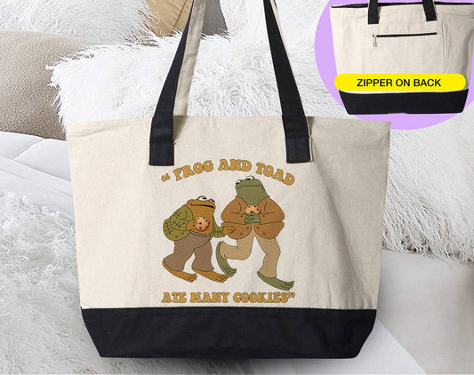 Frog & Toad Ate Cookies - Cottagecore Meme Book Tote Bag