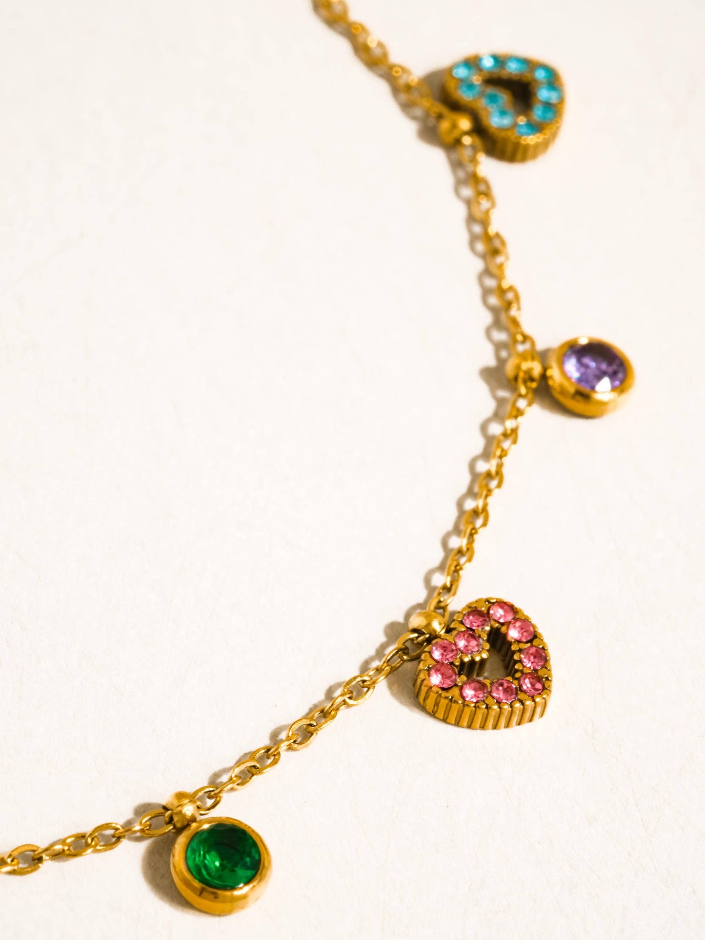 Genoa 18K Gold Non-Tarnish CZ Heart Charm Necklace