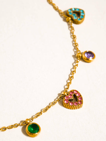 Genoa 18K Gold Non-Tarnish CZ Heart Charm Necklace