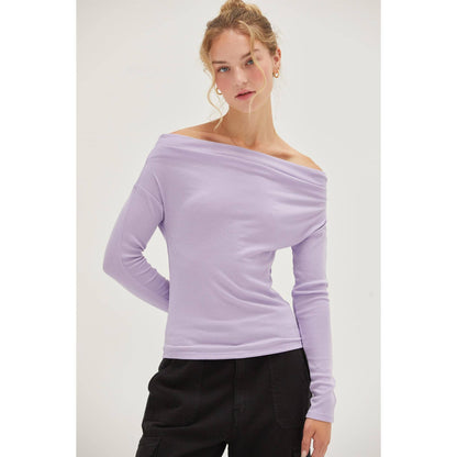 Off-The-Shoulder Ribbed Knit Top