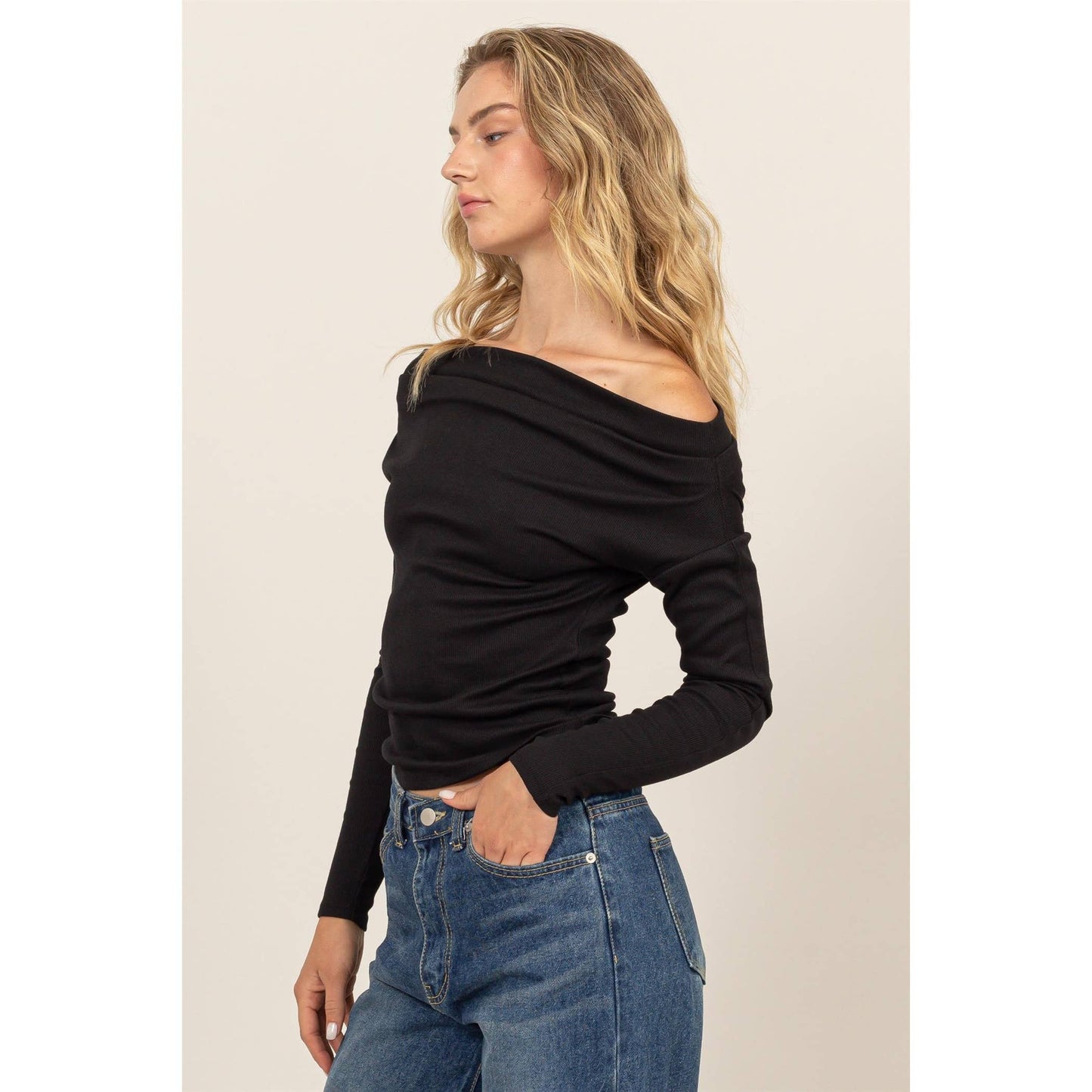 Off-The-Shoulder Ribbed Knit Top