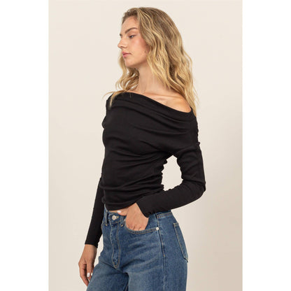 Off-The-Shoulder Ribbed Knit Top