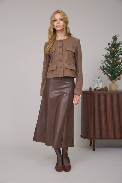 BUTTON DOWN SOLID TWEED JACKET