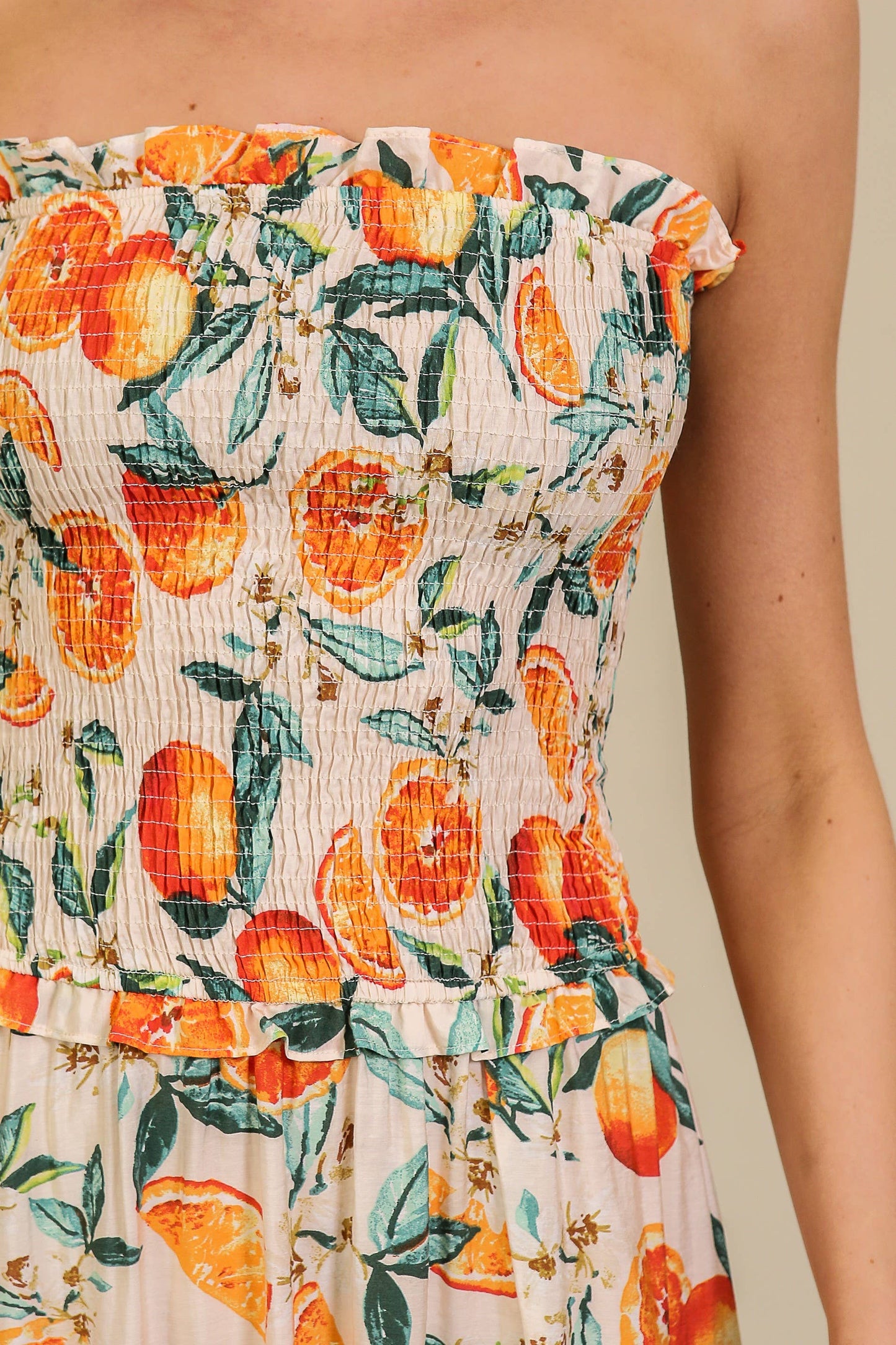 Citrus Chic Print Maxi Dress
