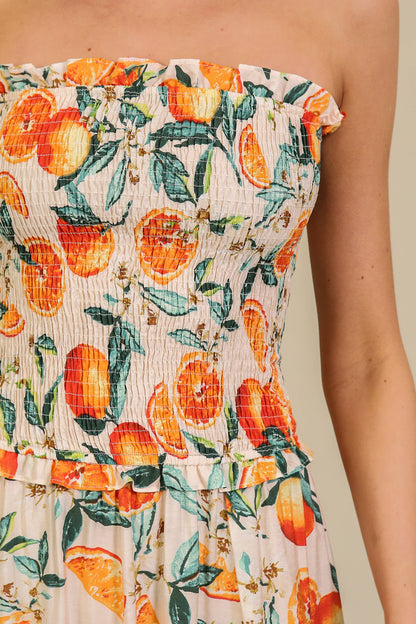 Citrus Chic Print Maxi Dress