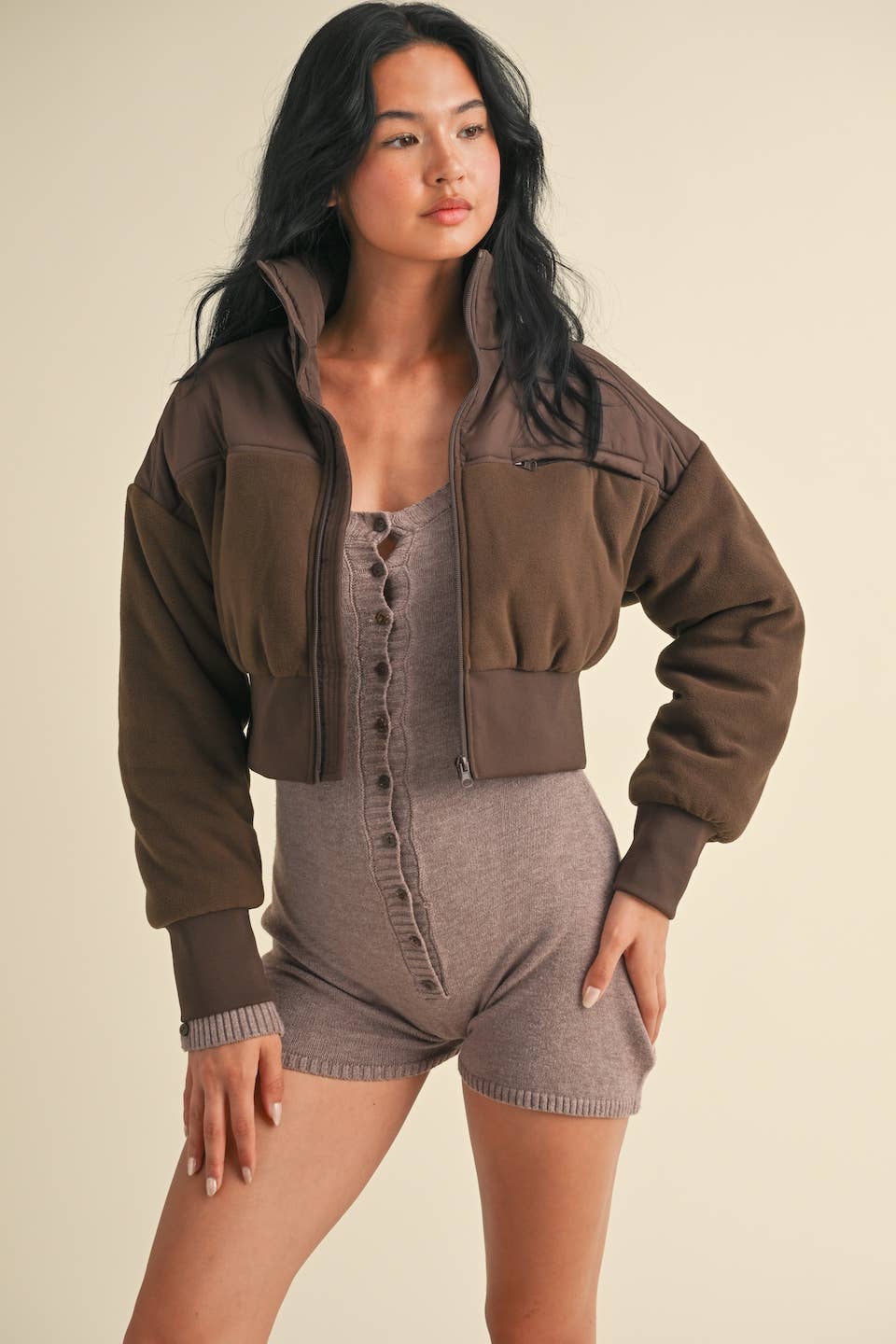 Fleece puffer  Crop Jacket