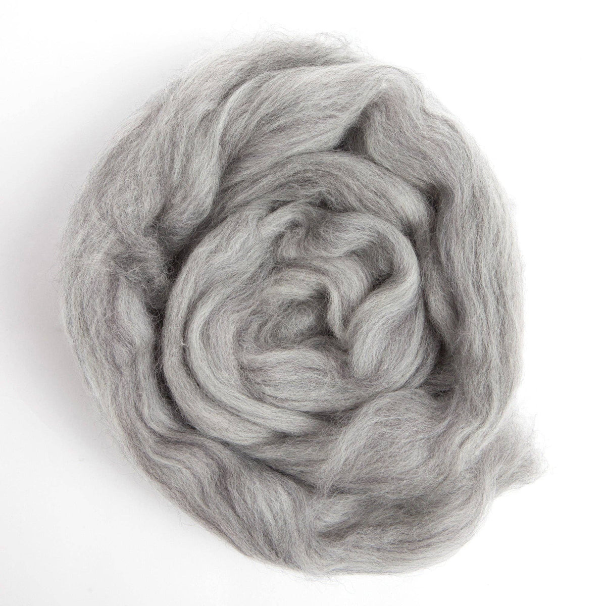 Merino Wool Top Roving, Grey Heather, 1 ounce