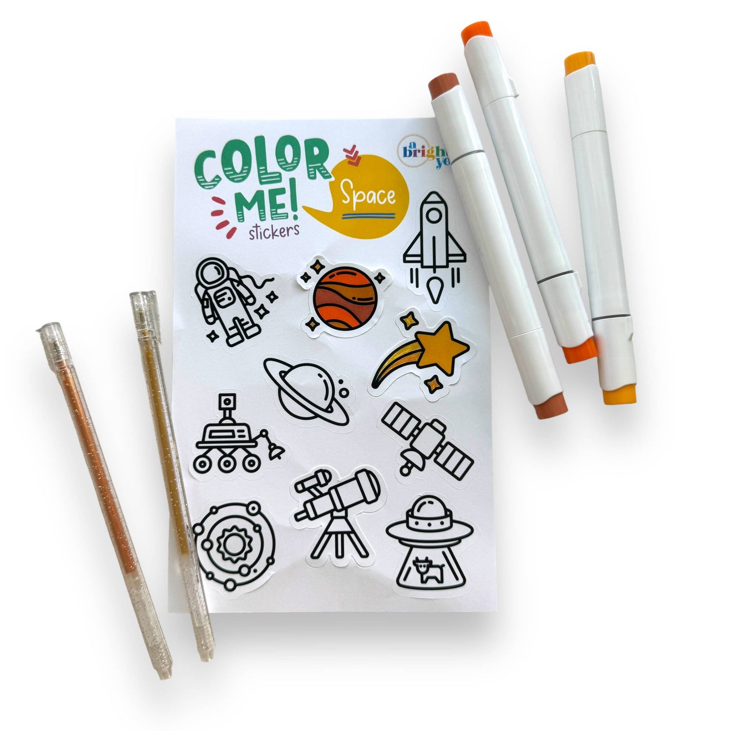 Space & Science Colorable Sticker Pack, 3 Sticker Sheets