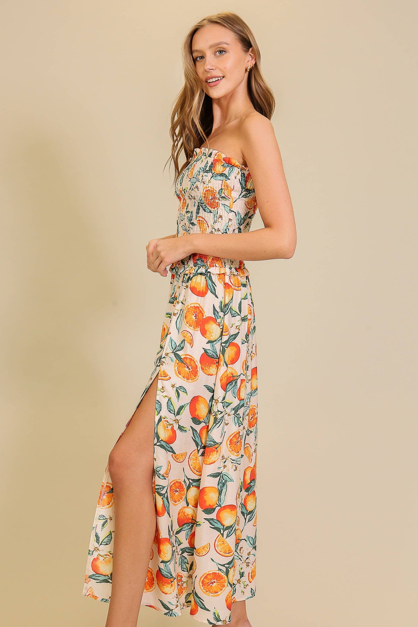 Citrus Chic Print Maxi Dress