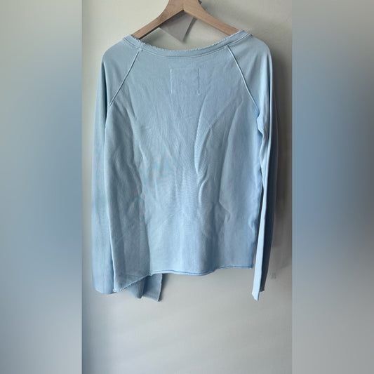 Light Blue Raw Hem Pullover, Size S | 022.  NWOT