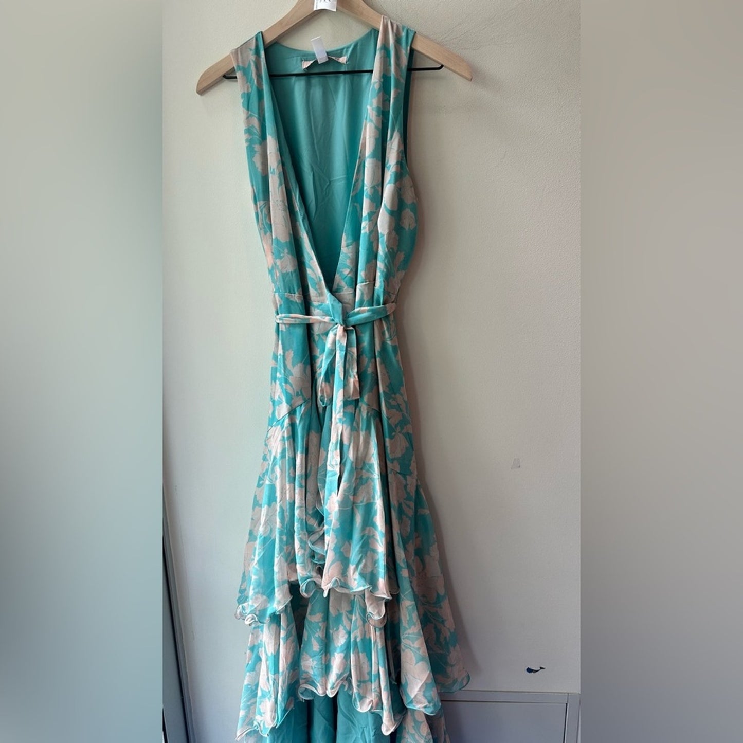 Floral Tiered Wrap Maxi Dress, Size S | 2100