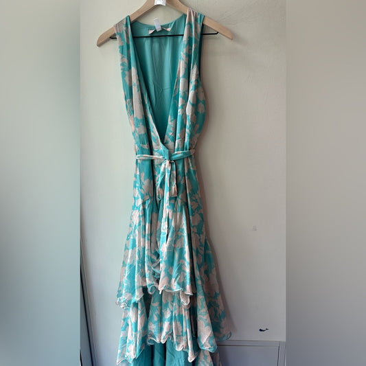 Floral Tiered Wrap Maxi Dress, Size S | 2100