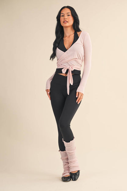 Long Sleeve V Neck Wrap Top