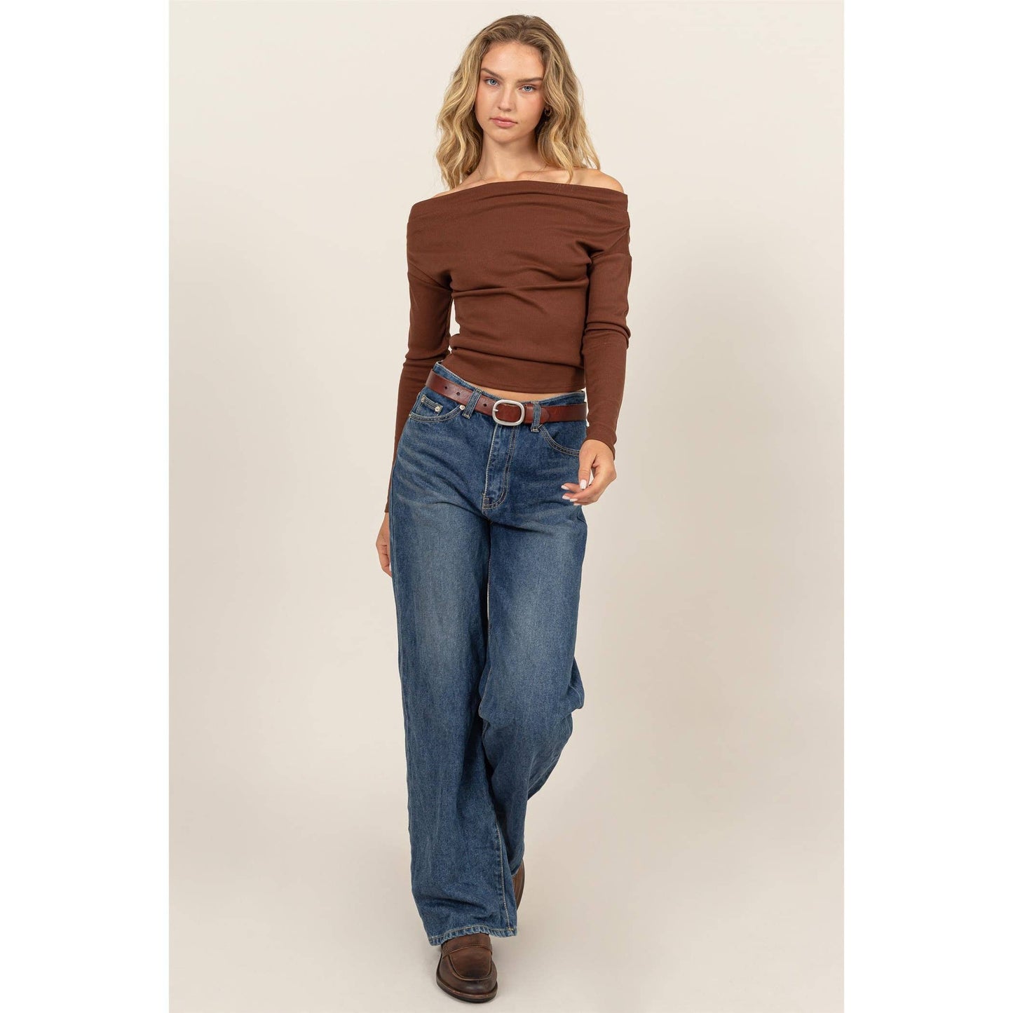 Off-The-Shoulder Ribbed Knit Top