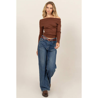 Off-The-Shoulder Ribbed Knit Top