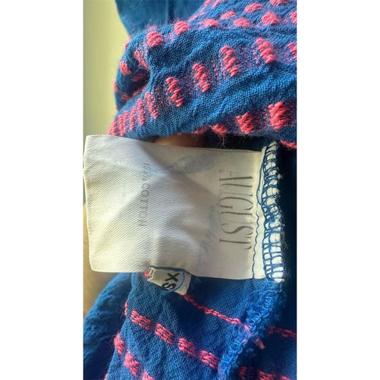 835. August  M Multicolor Batik Ruffle Sleeveless Short Dress Casual