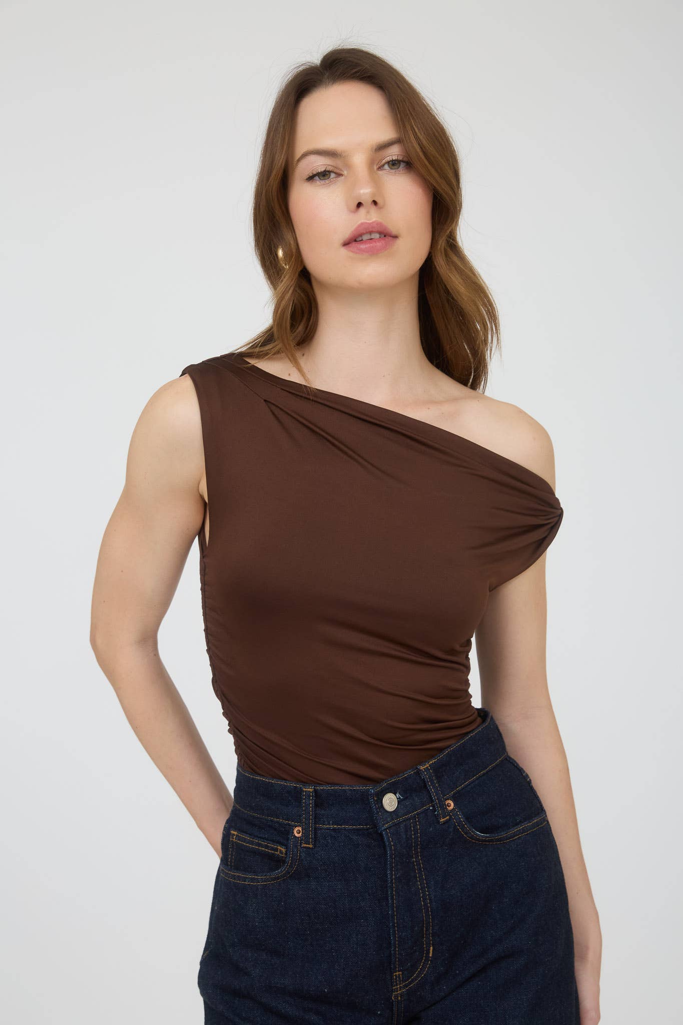 ASYMMETRICAL OFF THE SHOULDER KNIT TOP