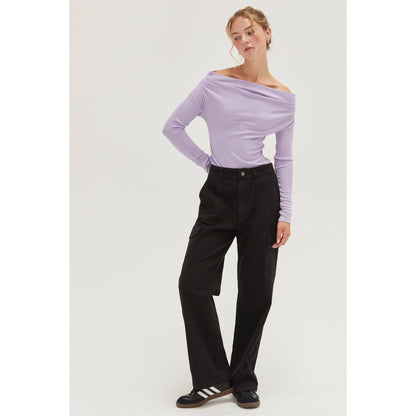 Off-The-Shoulder Ribbed Knit Top