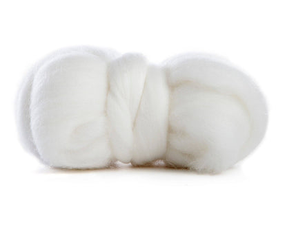 Merino Wool Top Roving, Snow White, 1 ounce