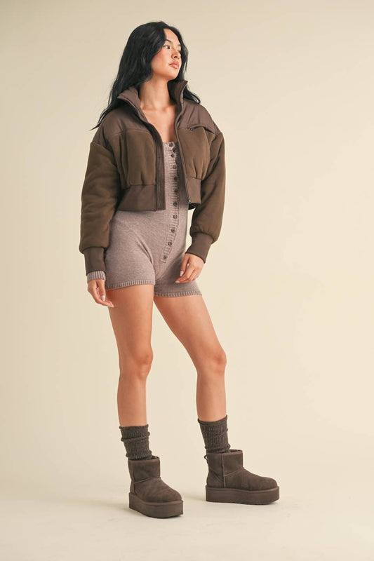 Fleece puffer  Crop Jacket