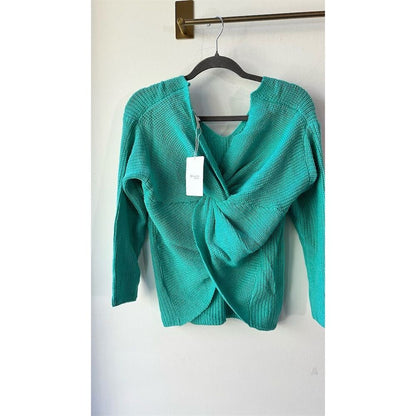 2602. Miracle Teal Twist Back Knit Sweater S/M