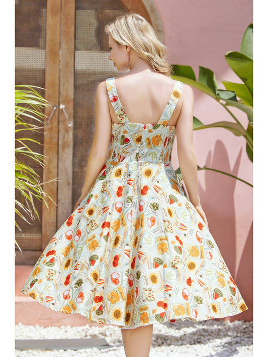 233116-MINT MULTI | Heidi | Fit & Flare Dress With Pockets