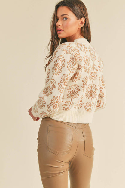 FLORAL PATTERN KNIT SWEATER MSW1336