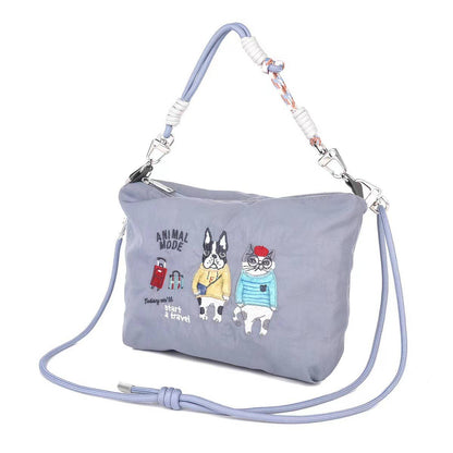 Kusuguru Japan Embroidered Cat Multi-Use Crossbody Bag