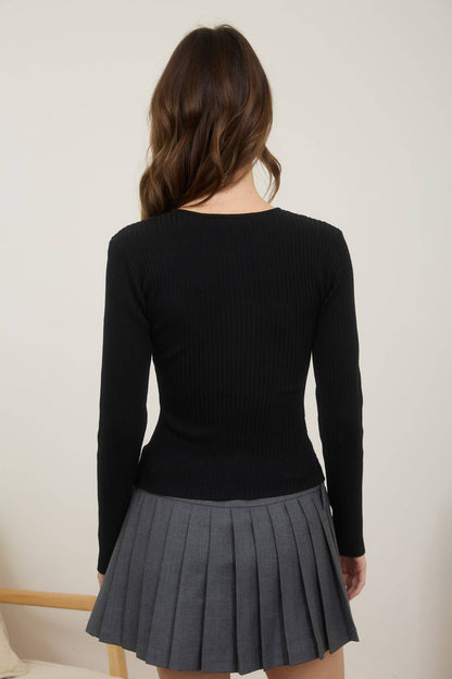 TWO-WAY ZIPPER LONG SLEEVE SWEATER KNIT CARDIGAN