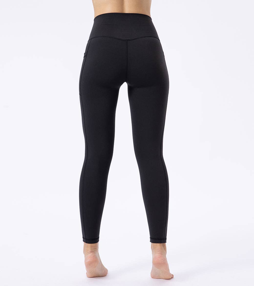 Black High Waist Yoga Leggings With Side Pockets
