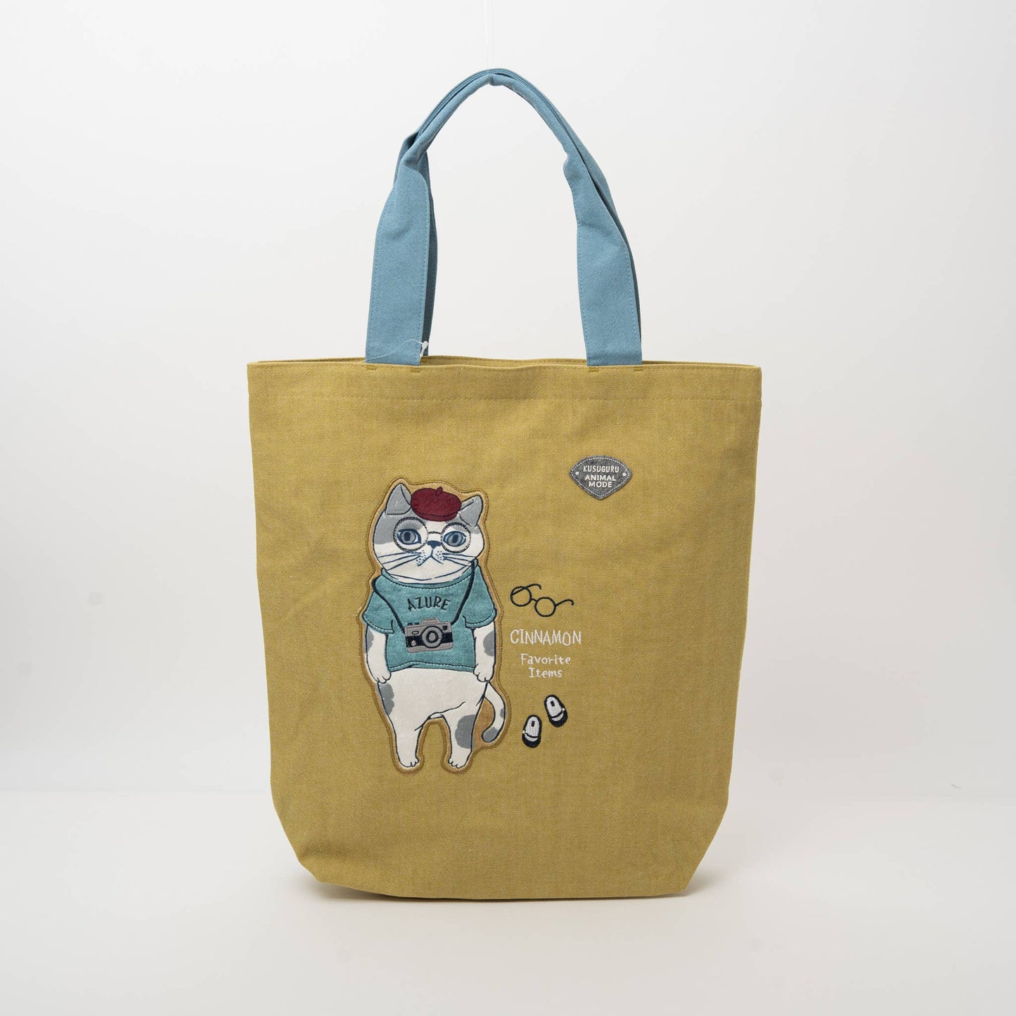 Kusuguru Japan Cat & French Bulldog Embroidered Tote Bag - Y