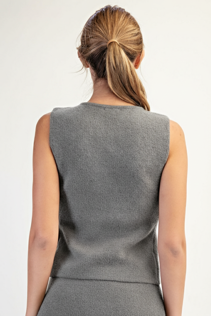 Asymmetric Button Down Sweater Vest