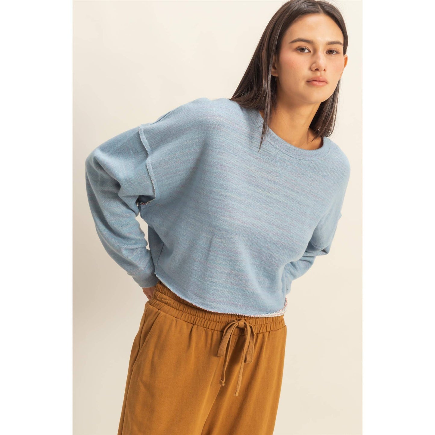 Drop-Shoulder Cropped Top