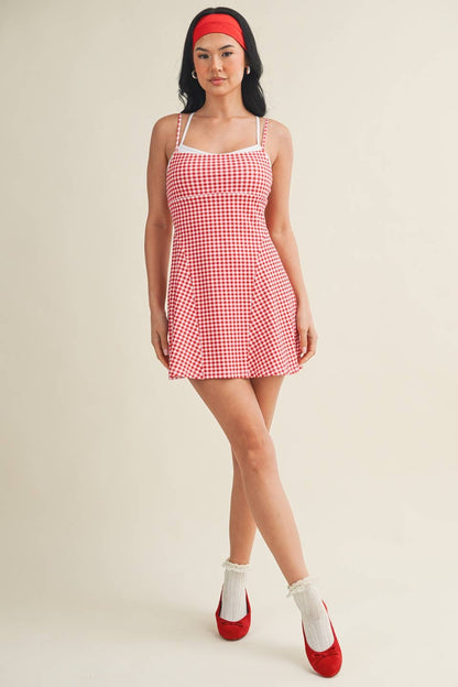 Gingham Print Double Layered Dress