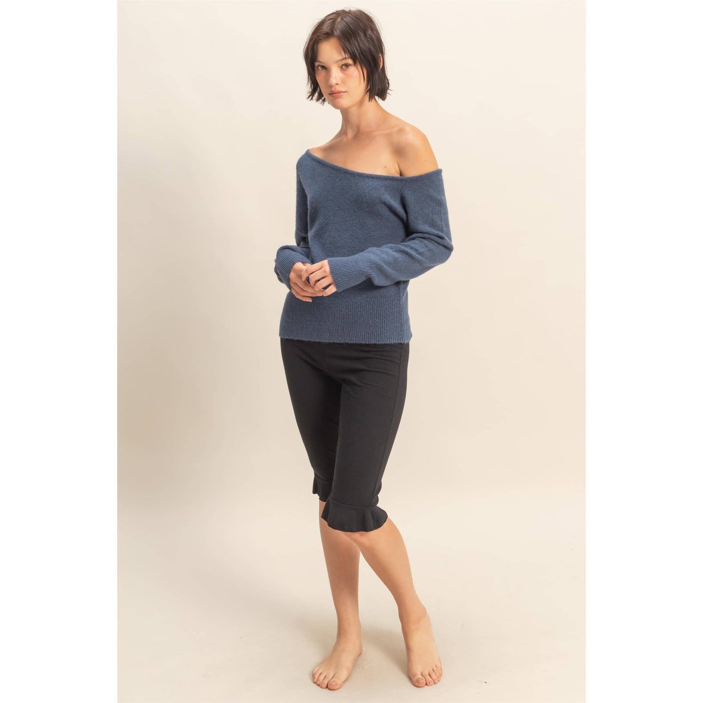 Asymmetric Off-Shoulder Sweater