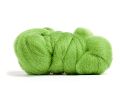 Merino Wool Top Roving, Kiwi Green, 1 ounce