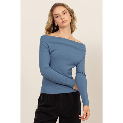 Off-The-Shoulder Ribbed Knit Top