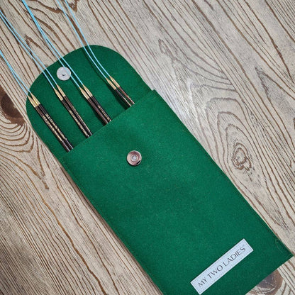 Blue Silk | Fine-Medium Set |  Adjustable Knitting Needles  | 4 Sizes | US5, US6, US7, US8 | w/custom case