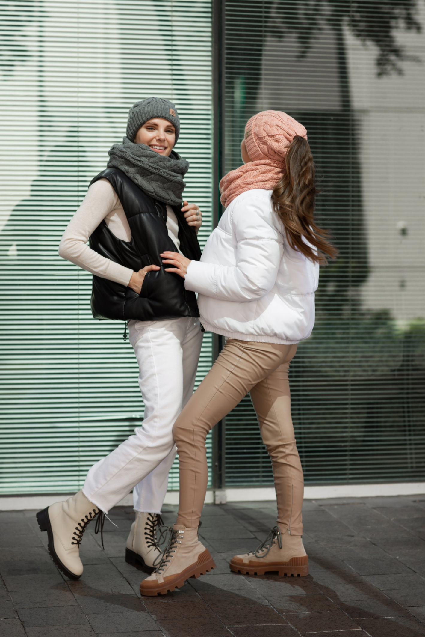 Winter Ponytail Hat Scarf Knit Beanie and Scarf Set