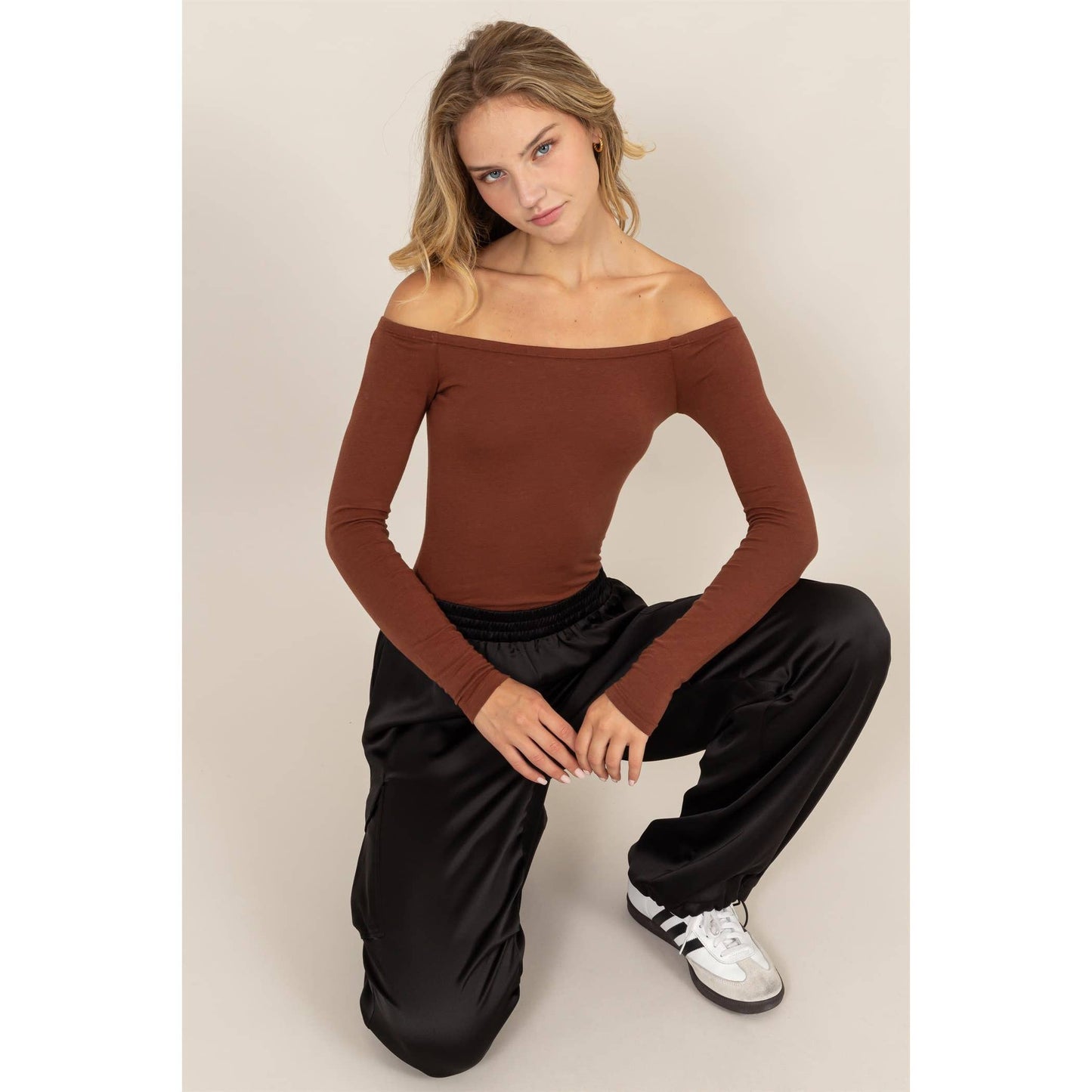 Off Shoulder Long Sleeve Bodysuit