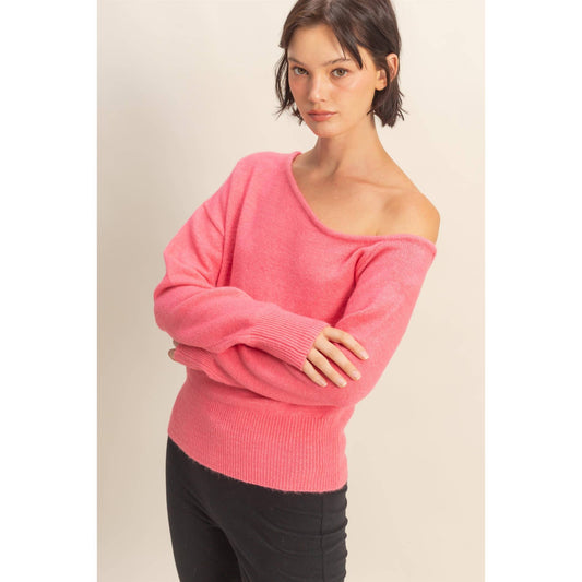 Asymmetric Off-Shoulder Sweater