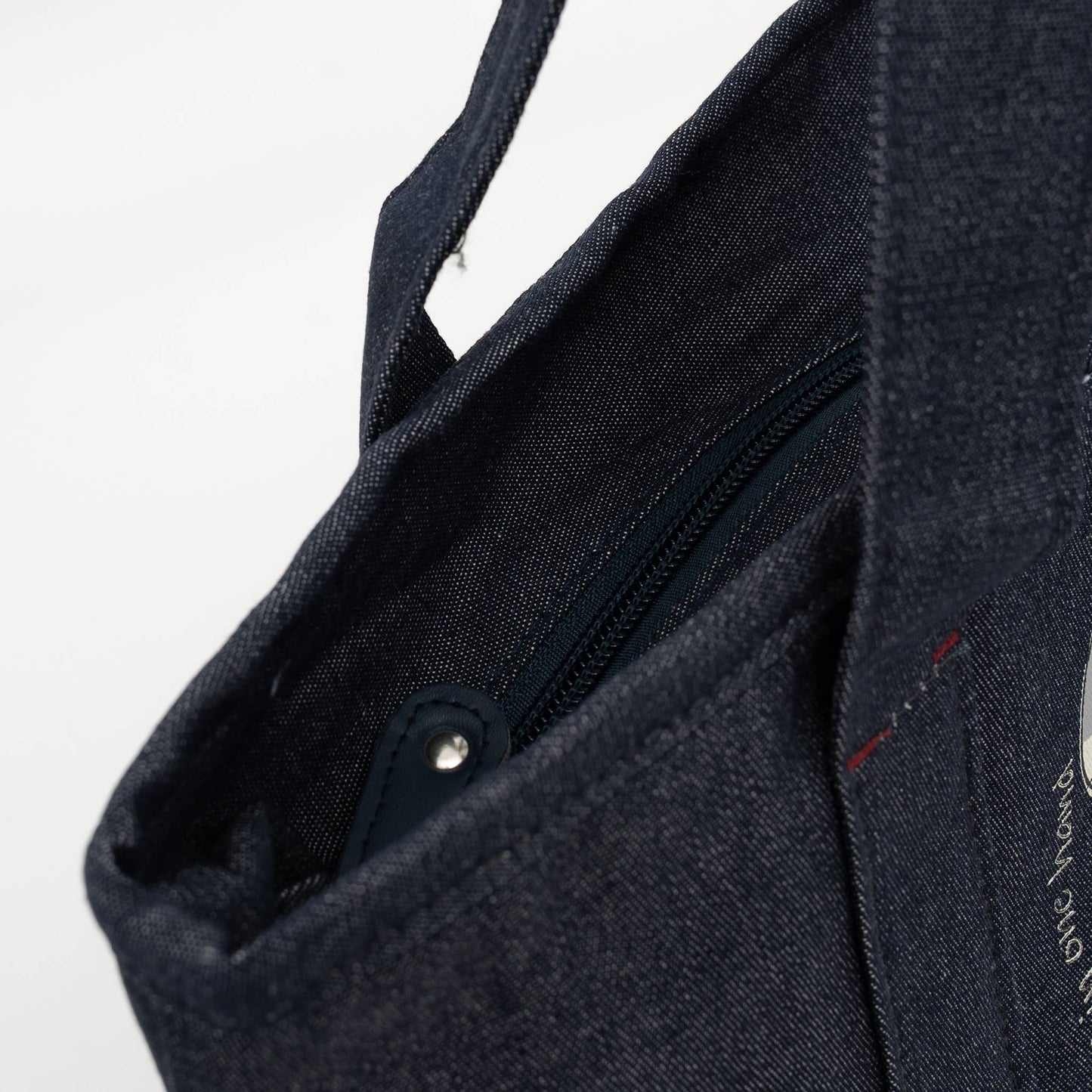 Kusuguru Japan Denim & Canvas Cat Tote Bag Dark Denim