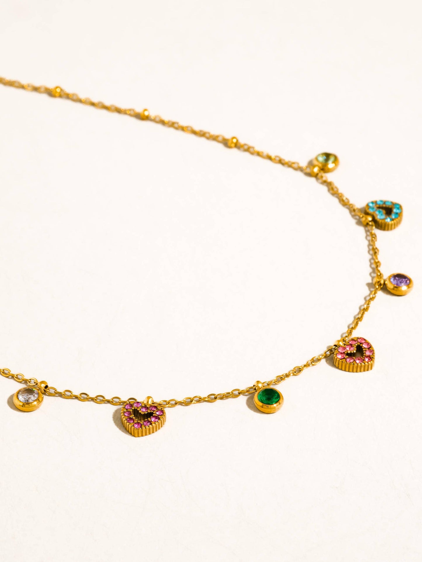 Genoa 18K Gold Non-Tarnish CZ Heart Charm Necklace